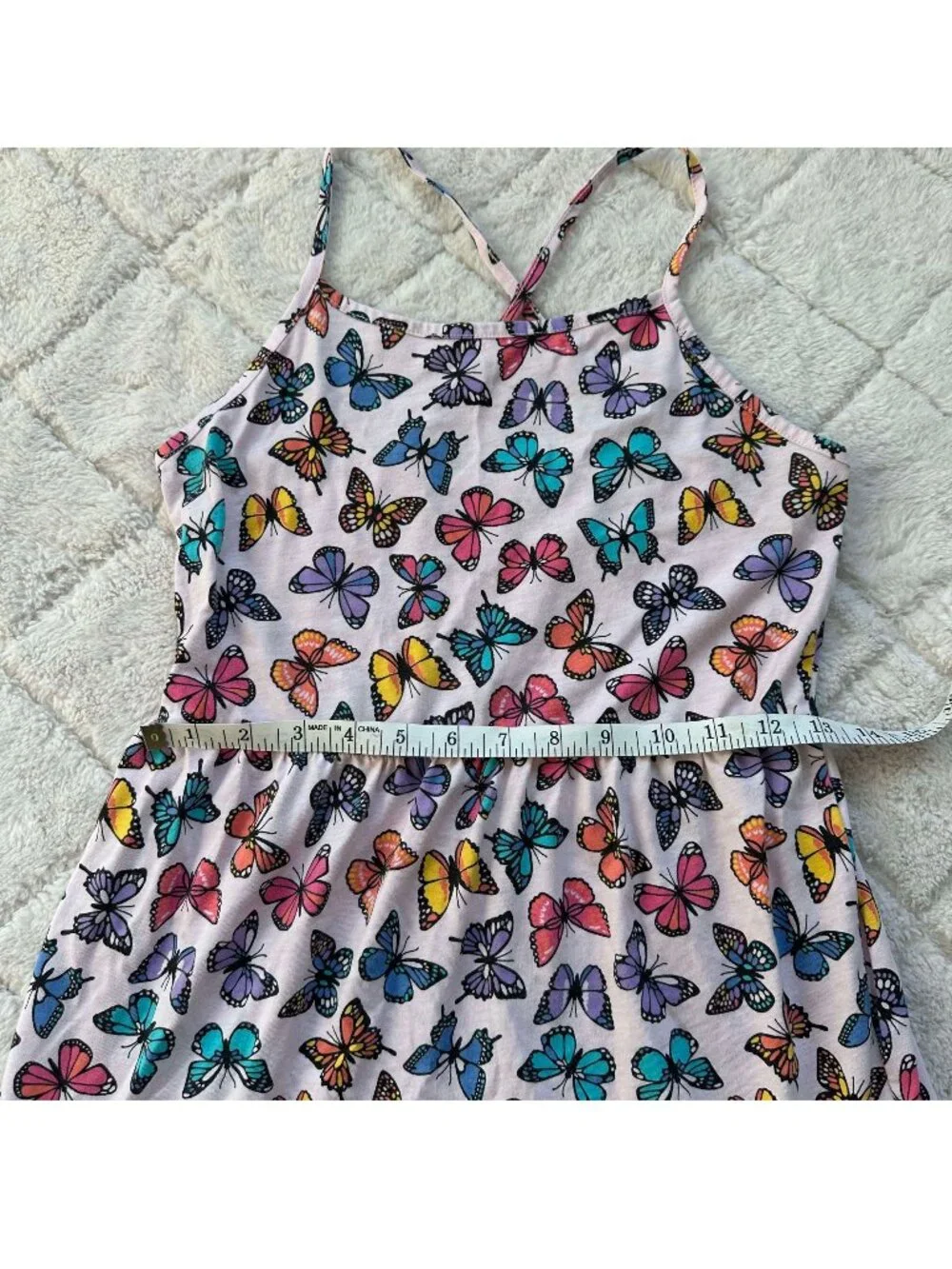 The Children's Place | Rose Mist Butterfly Print Tiered Dress | Size Extra Large